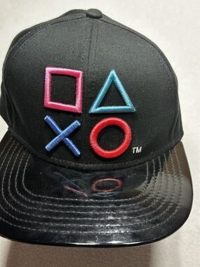 Playstation Hat Cap Snapback Black Video Game Sony Gamer Gaming